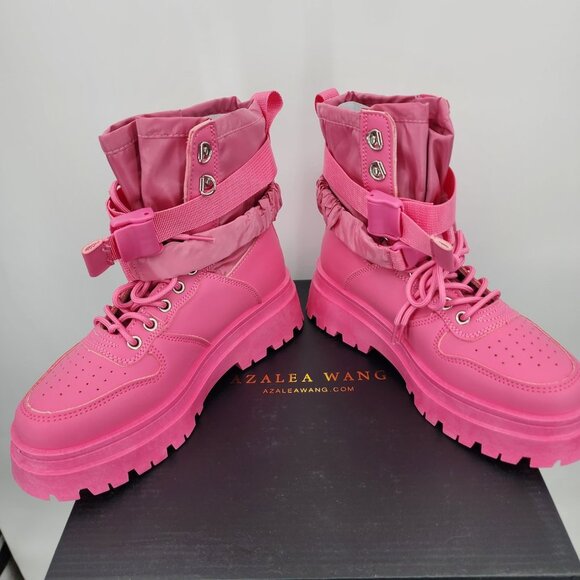 AZALEA WANG Peachy Pink High Top Sneakers Combat Boots Size 7 NWT - Picture 11 of 13